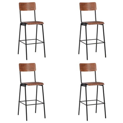 Barstoelen Massief Multiplex Staal 4 Bruin