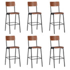 Barstoelen 6 st massief multiplex staal