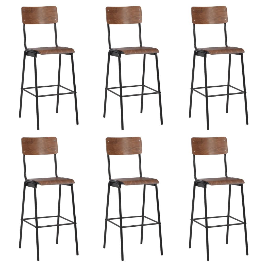 Barstoelen Massief Multiplex Staal 6 Bruin