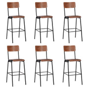 Barstoelen 6 st massief multiplex staal
