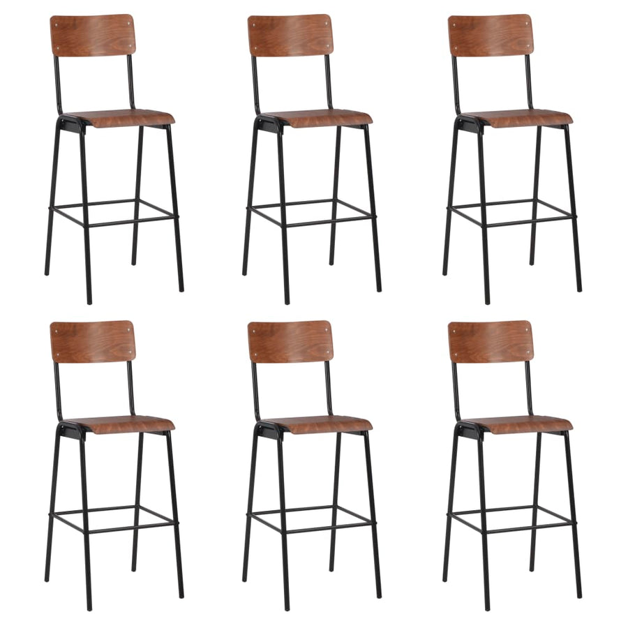 Barstoelen Massief Multiplex Staal 6 Bruin
