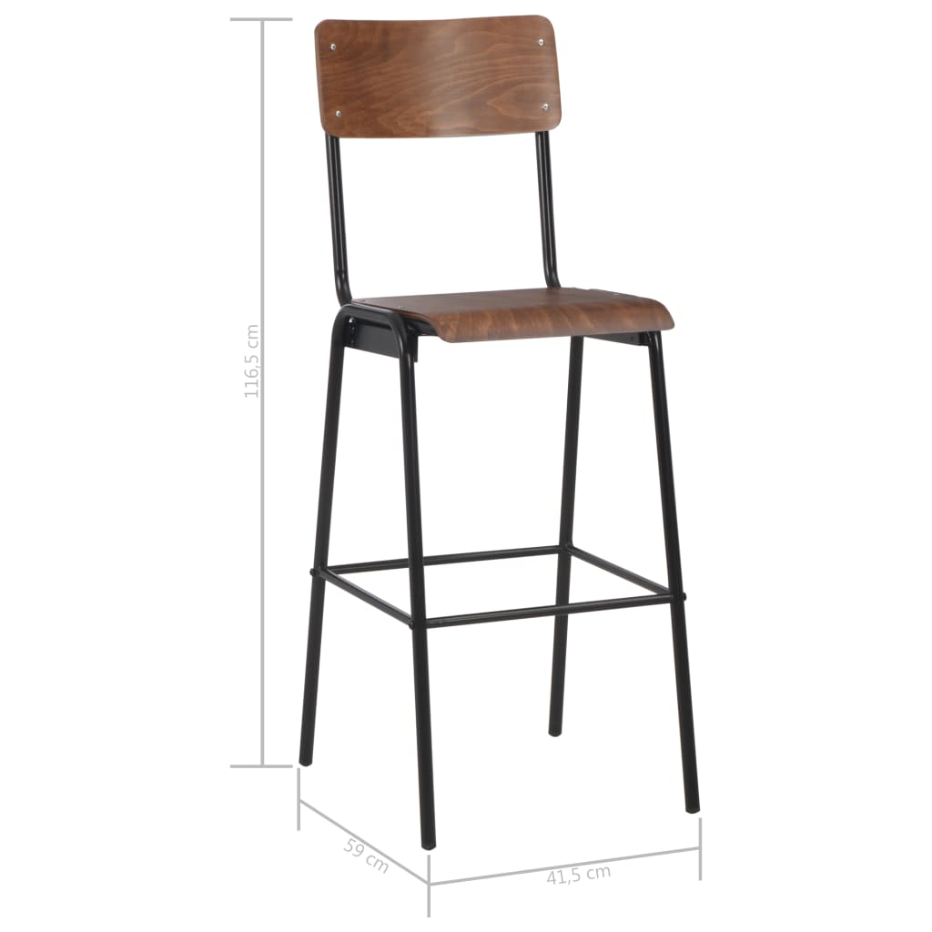 Barstoelen Massief Multiplex Staal 6 Bruin