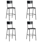 Barstoelen 4 st massief multiplex staal 41,5x59x116,5 cm zwart