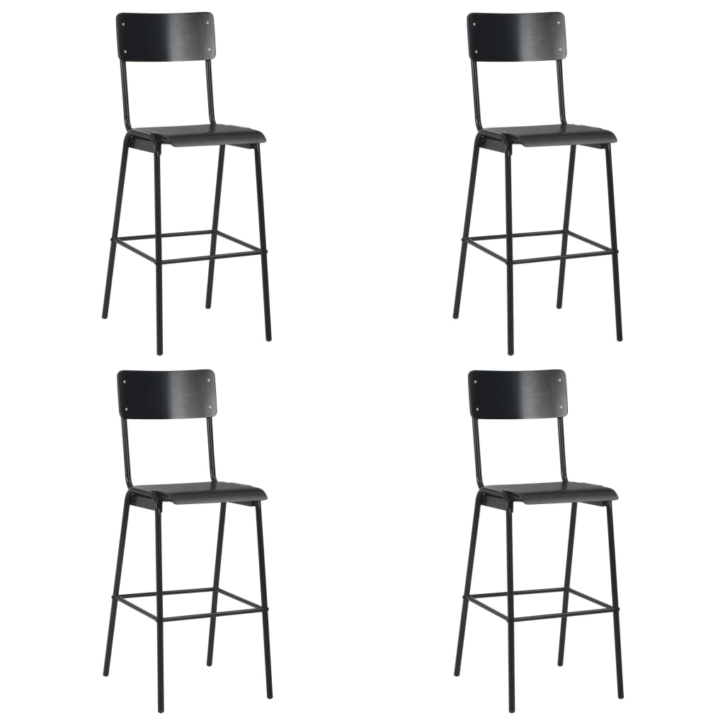 Barstoelen Massief Multiplex Staal 4 Zwart