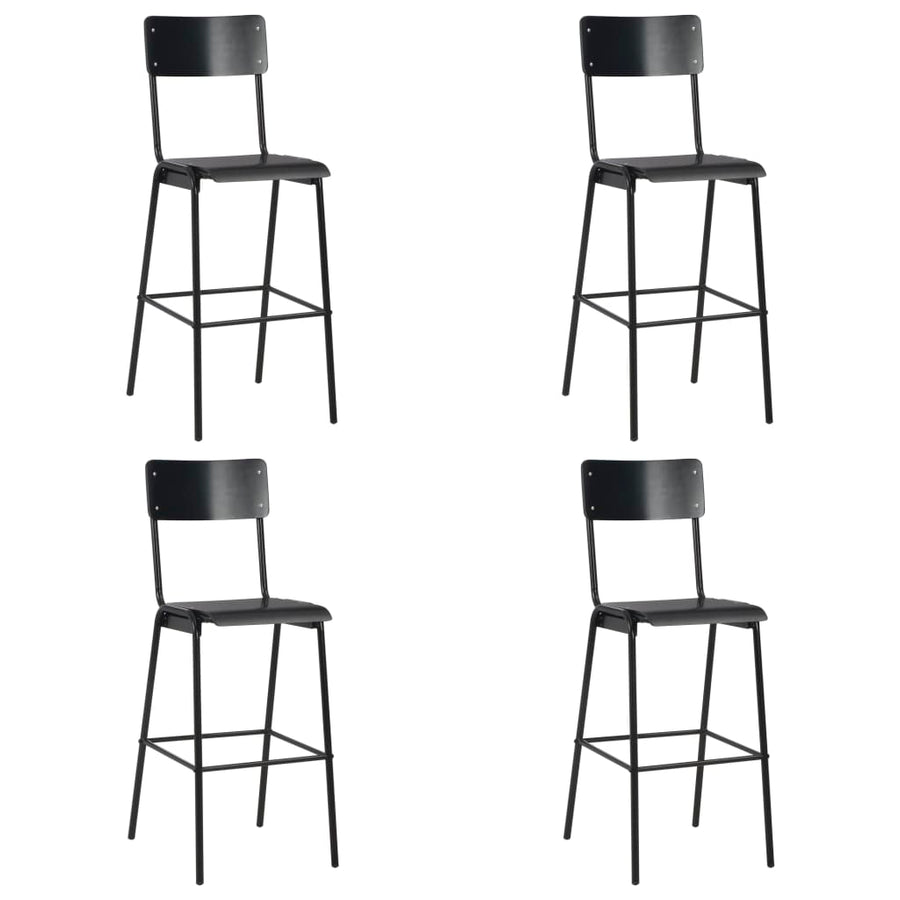 Barstoelen Massief Multiplex Staal 4 Zwart