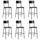 Barstoelen 6 st massief multiplex staal 76 cm zithoogte