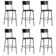 Barstoelen 6 st massief multiplex staal 76 cm zithoogte