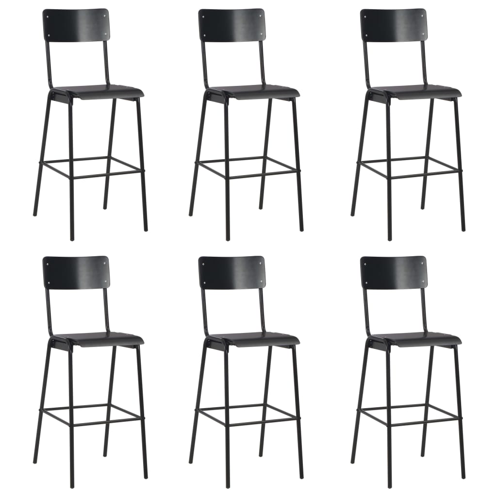 Barstoelen Massief Multiplex Staal 6 Zwart
