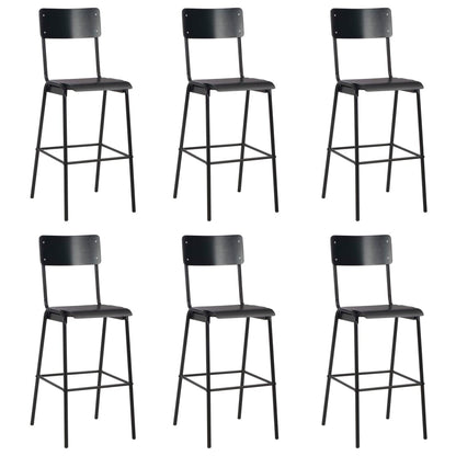 Barstoelen Massief Multiplex Staal 6 Zwart