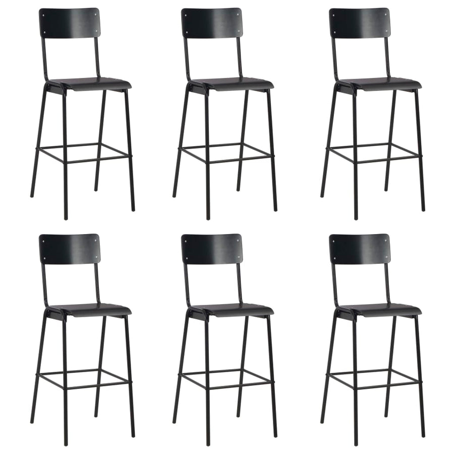 Barstoelen Massief Multiplex Staal 6 Zwart