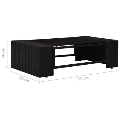 5-Delige Loungeset Poly Rattan Zwart