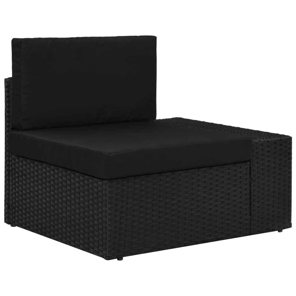 5-Delige Loungeset Poly Rattan Zwart