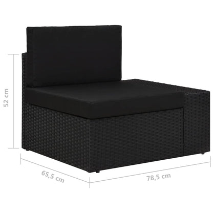5-Delige Loungeset Poly Rattan Zwart