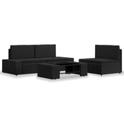 Loungeset 4-delig poly rattan zwart