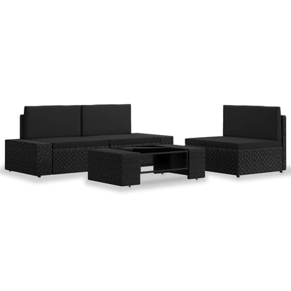 4-Delige Loungeset Poly Rattan Grijs