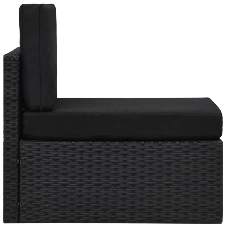 -Delige Loungeset Poly Rattan Zwart