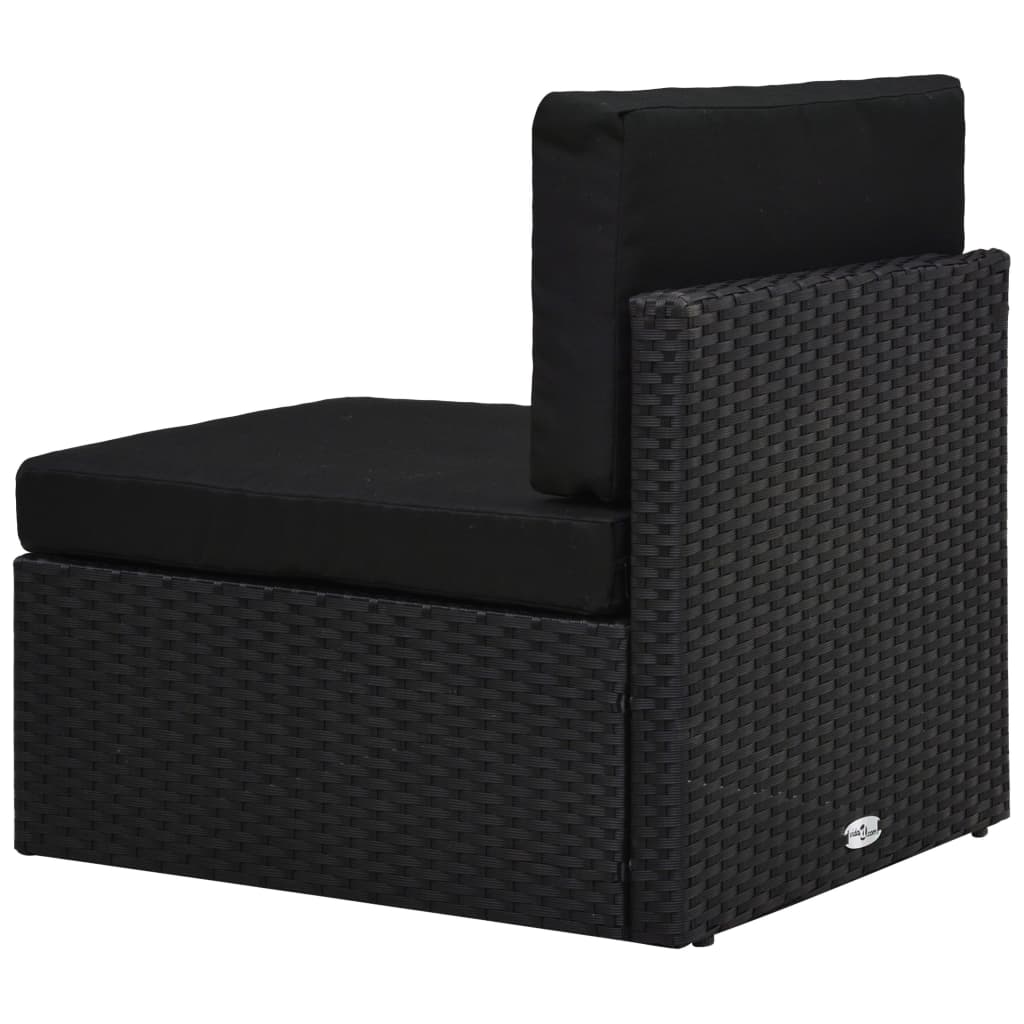 -Delige Loungeset Poly Rattan Zwart
