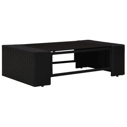 -Delige Loungeset Poly Rattan Zwart