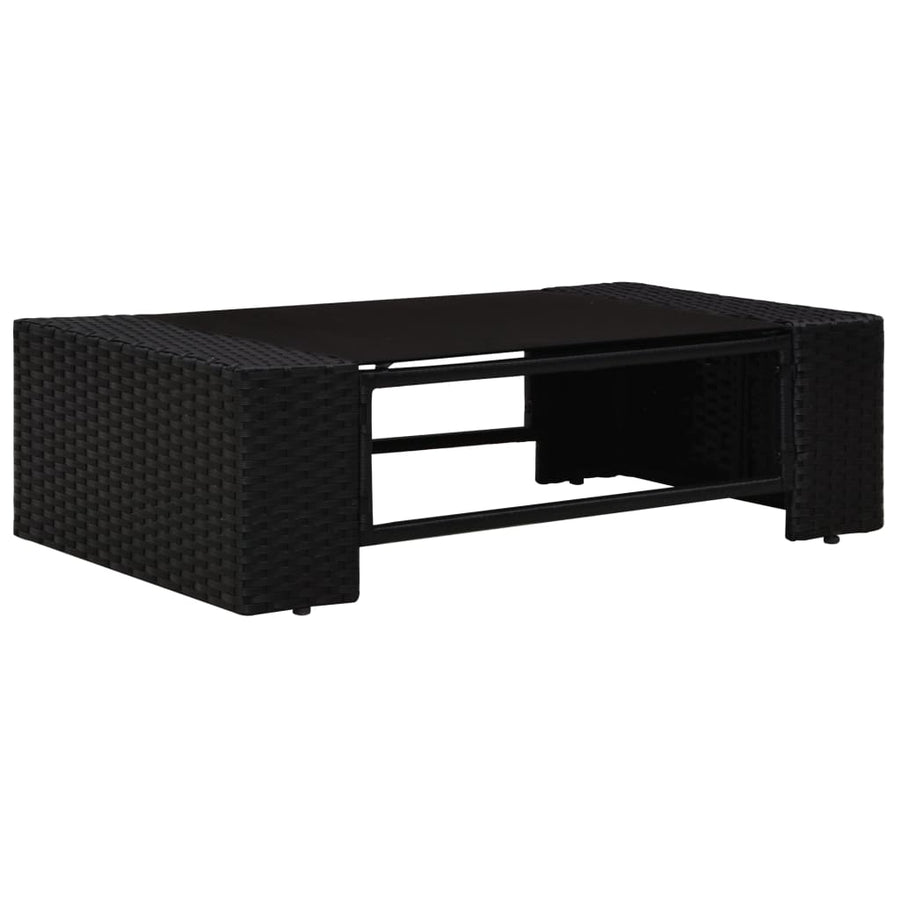 -Delige Loungeset Poly Rattan Zwart