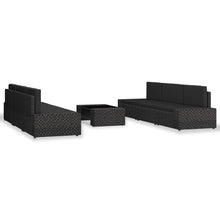 -Delige Loungeset Poly Rattan Zwart