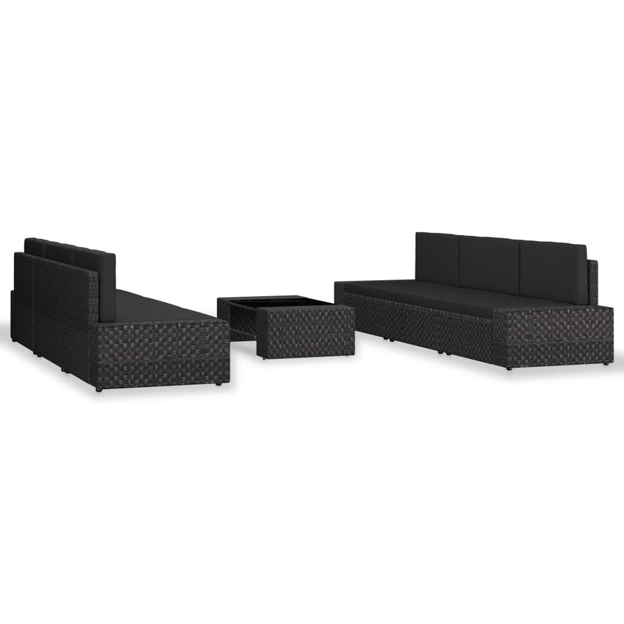-Delige Loungeset Poly Rattan Zwart