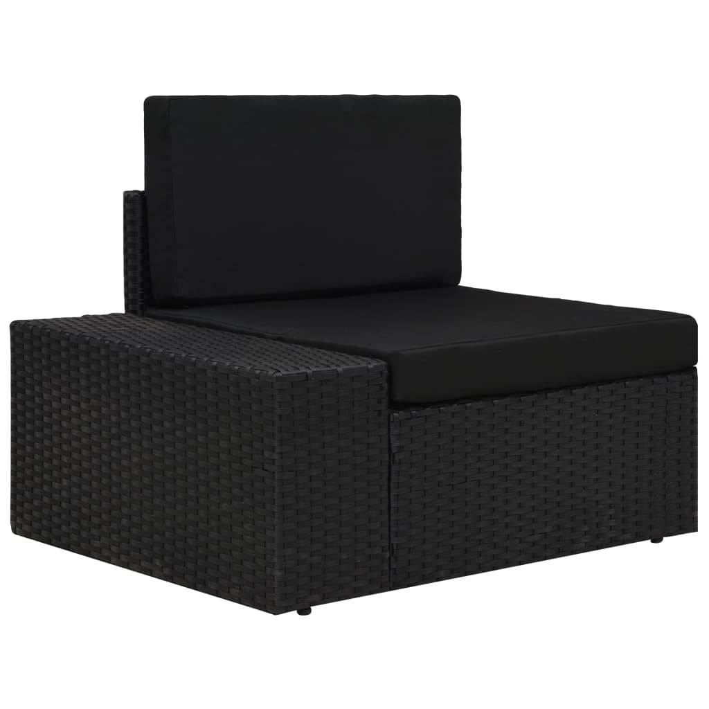 -Delige Loungeset Poly Rattan Zwart