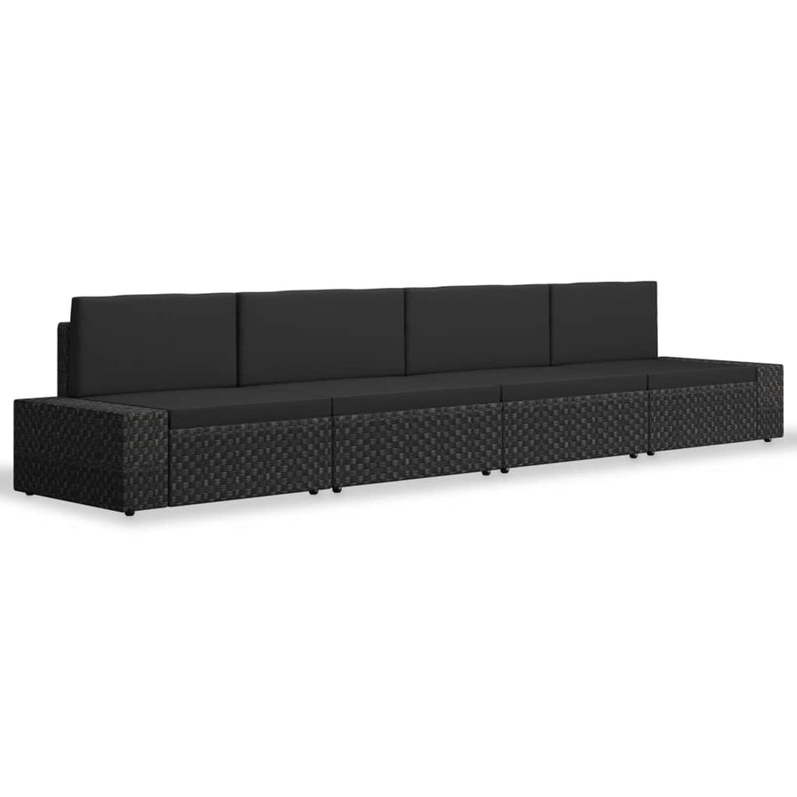 -Delige Loungeset Poly Rattan Zwart