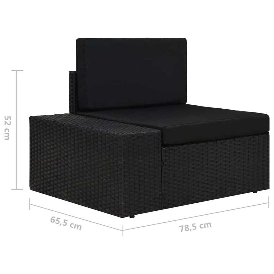 -Delige Loungeset Poly Rattan Zwart