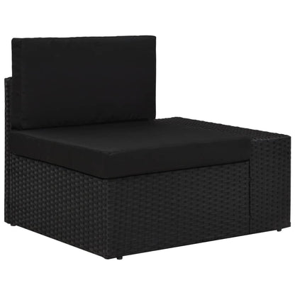 -Delige Loungeset Poly Rattan Zwart