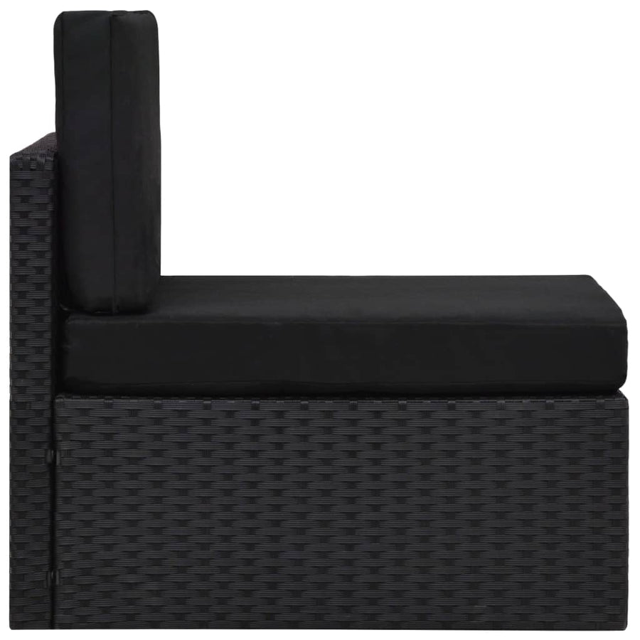 -Delige Loungeset Poly Rattan Zwart