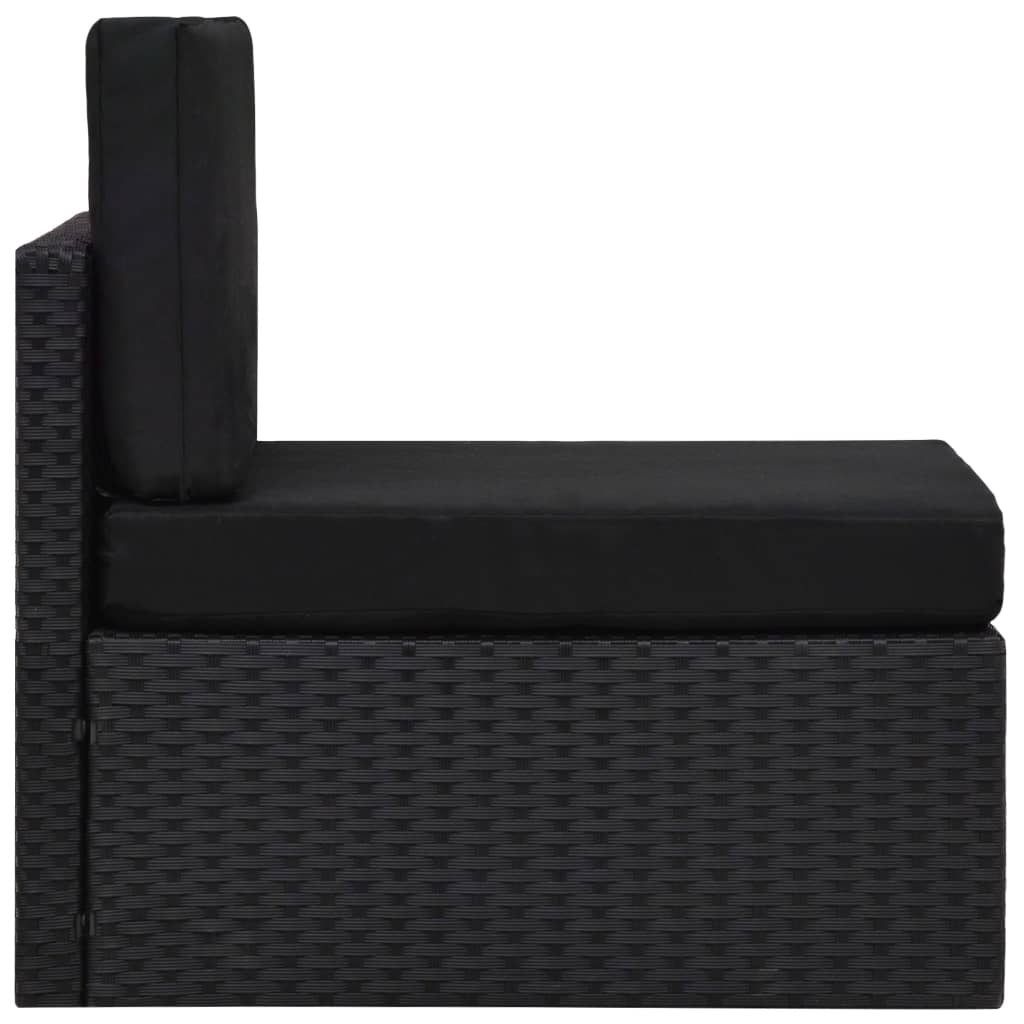 -Delige Loungeset Poly Rattan Zwart