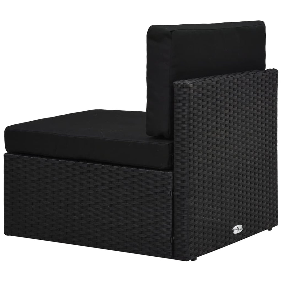 -Delige Loungeset Poly Rattan Zwart