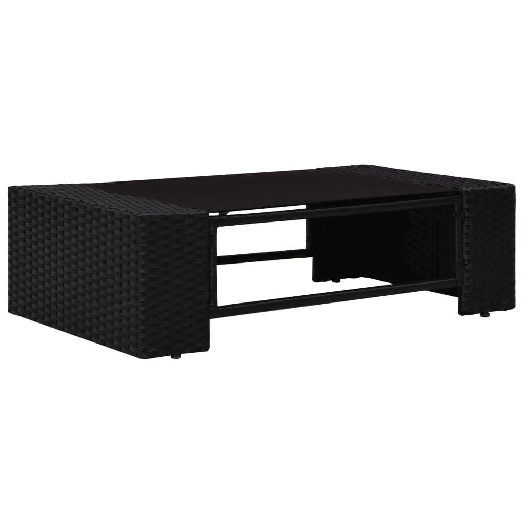 -Delige Loungeset Poly Rattan Zwart