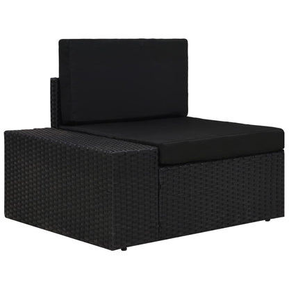 -Delige Loungeset Poly Rattan Zwart