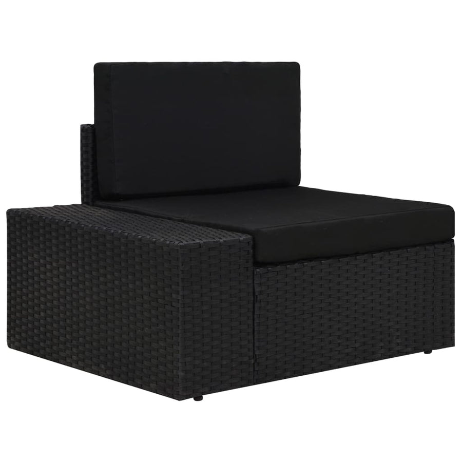 -Delige Loungeset Poly Rattan Zwart