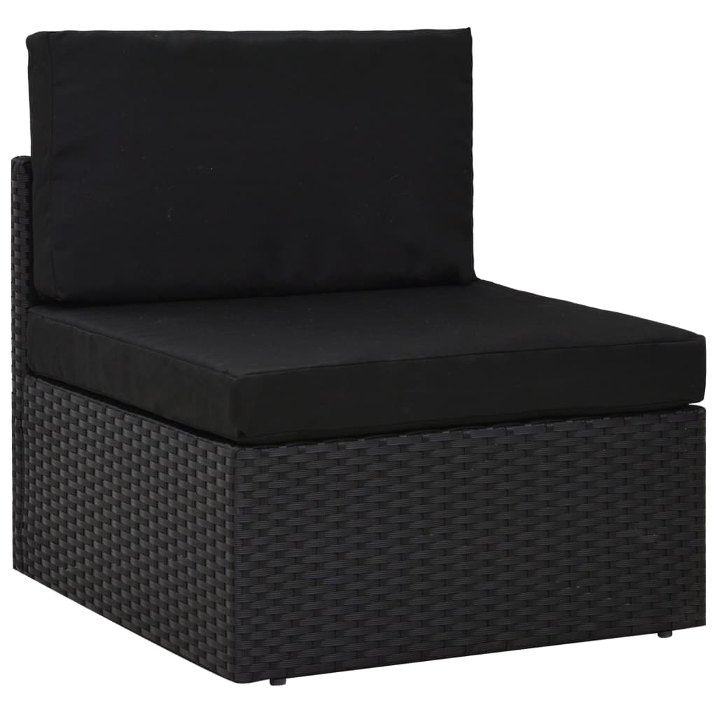-Delige Loungeset Poly Rattan Zwart