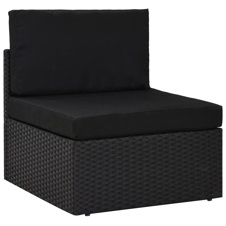 -Delige Loungeset Poly Rattan Zwart