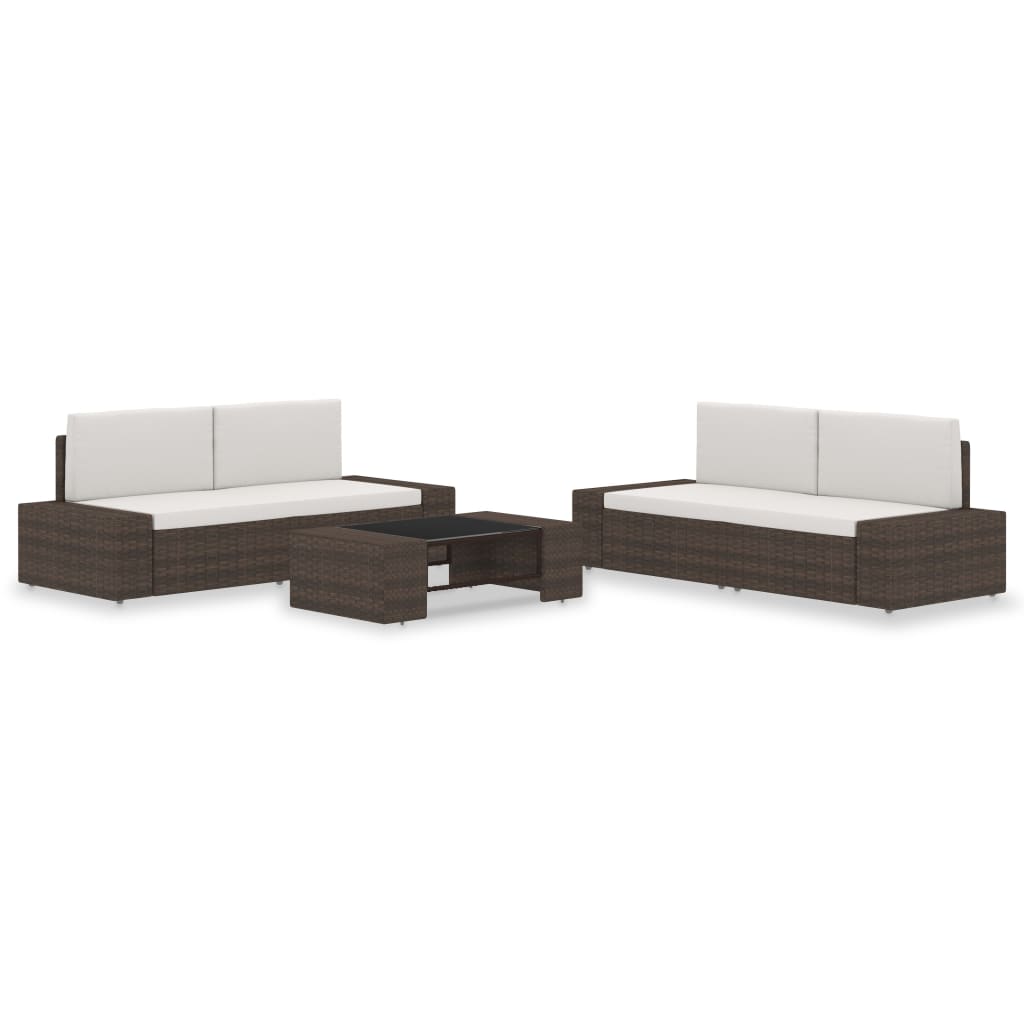 5-Delige Loungeset Poly Rattan Zwart