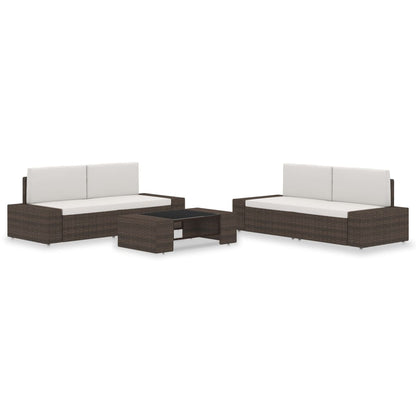 5-Delige Loungeset Poly Rattan Zwart