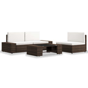 Loungeset poly rattan bruin 4-delig