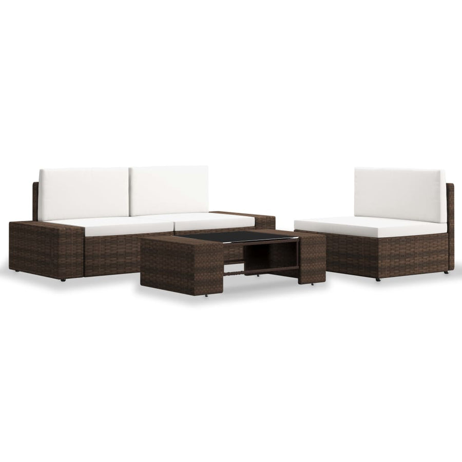 4-delige Loungeset poly rattan bruin