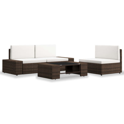 4-Delige Loungeset Poly Rattan Grijs