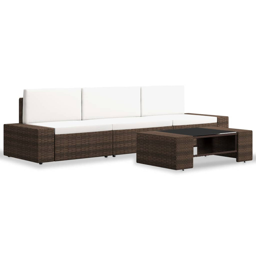 4-delige Loungeset poly rattan bruin