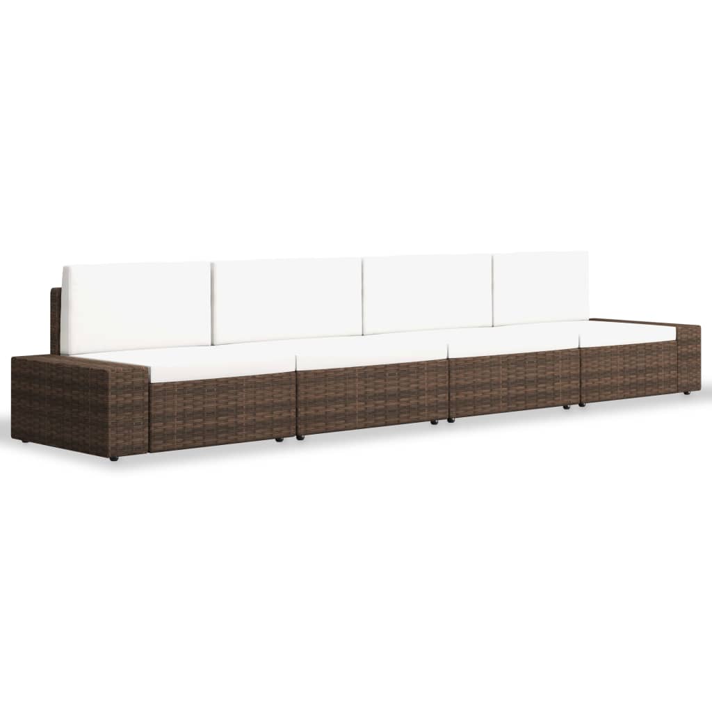 4-delige Loungeset poly rattan bruin