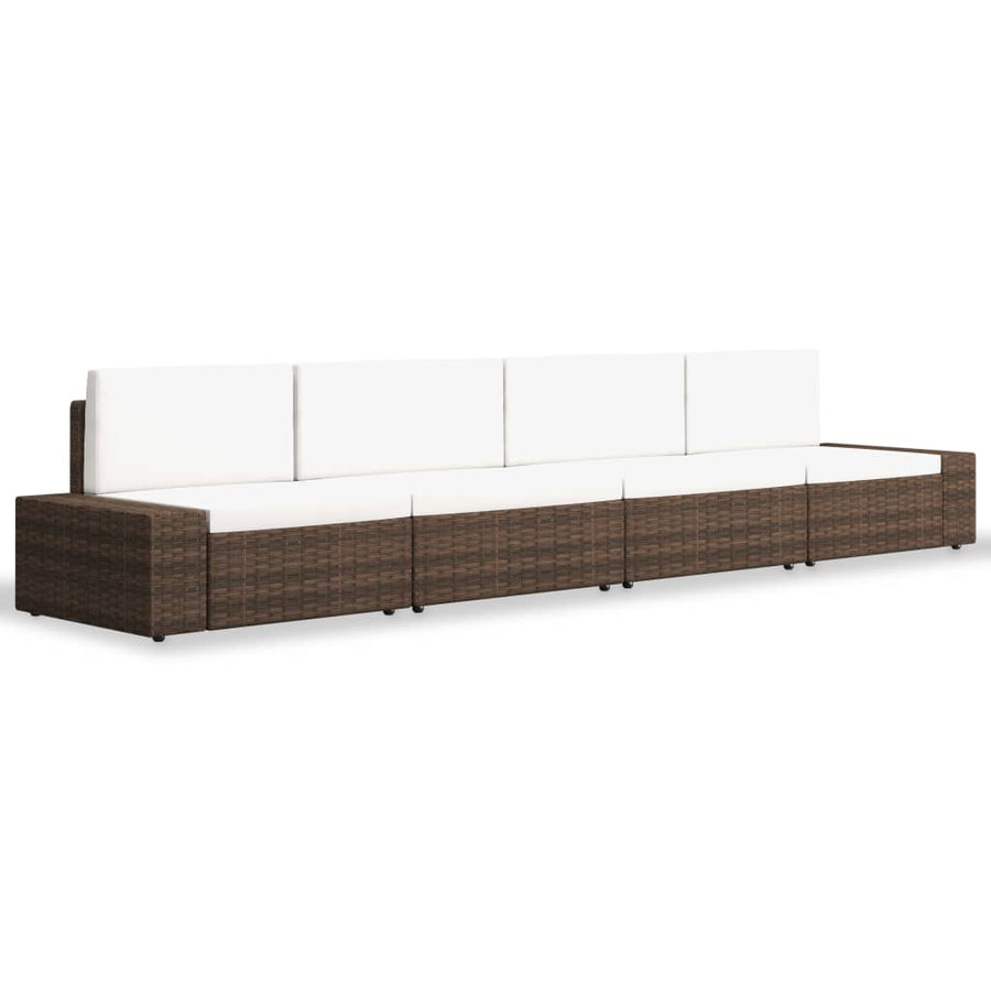 4-delige Loungeset poly rattan bruin