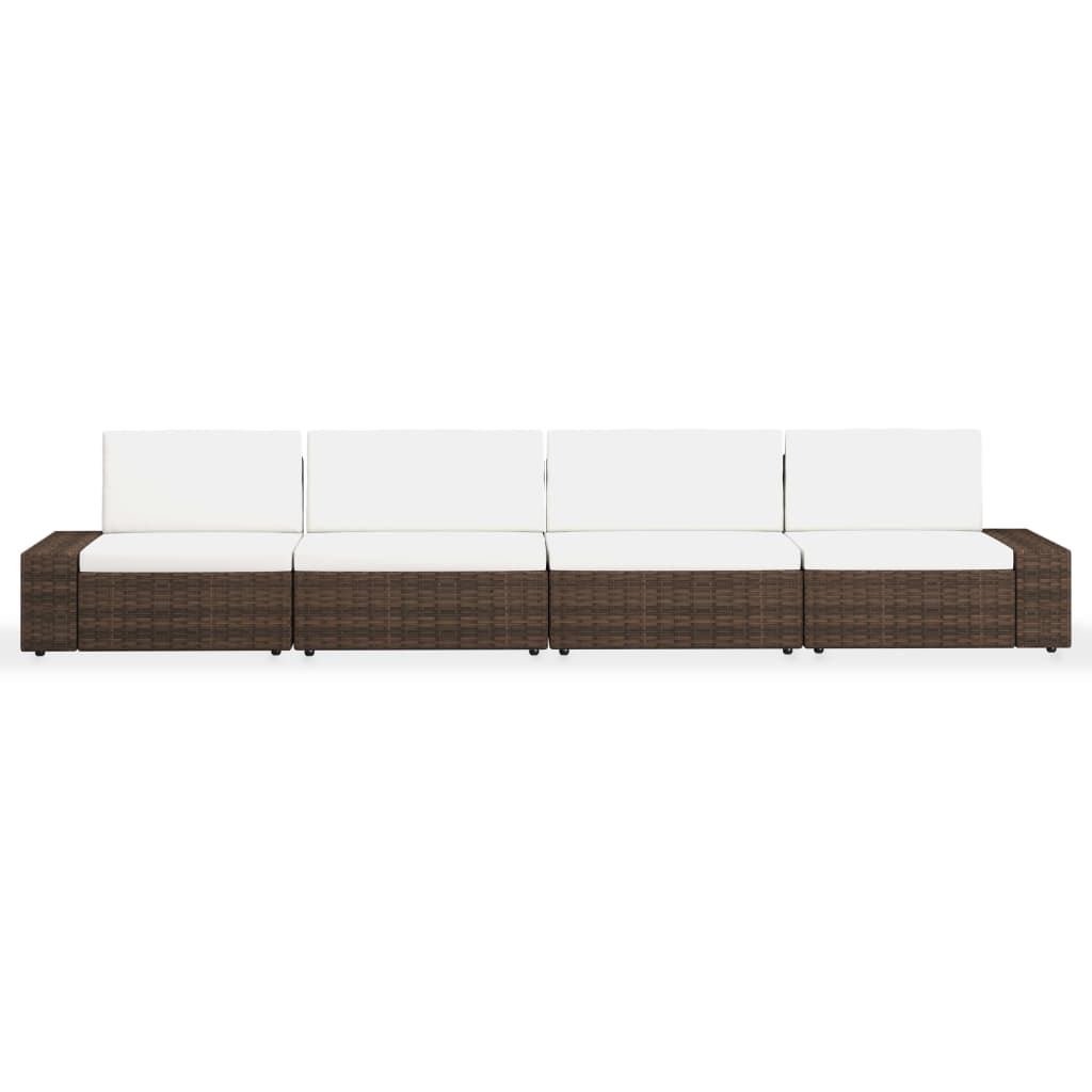 4-delige Loungeset poly rattan bruin
