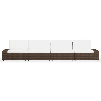 4-delige Loungeset poly rattan bruin