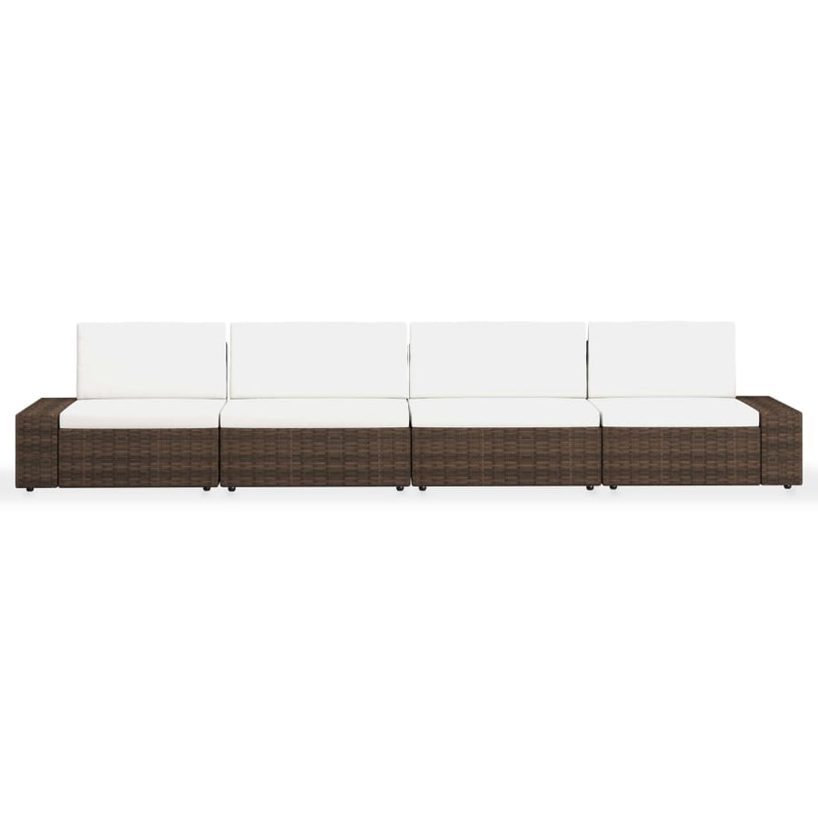 4-delige Loungeset poly rattan bruin