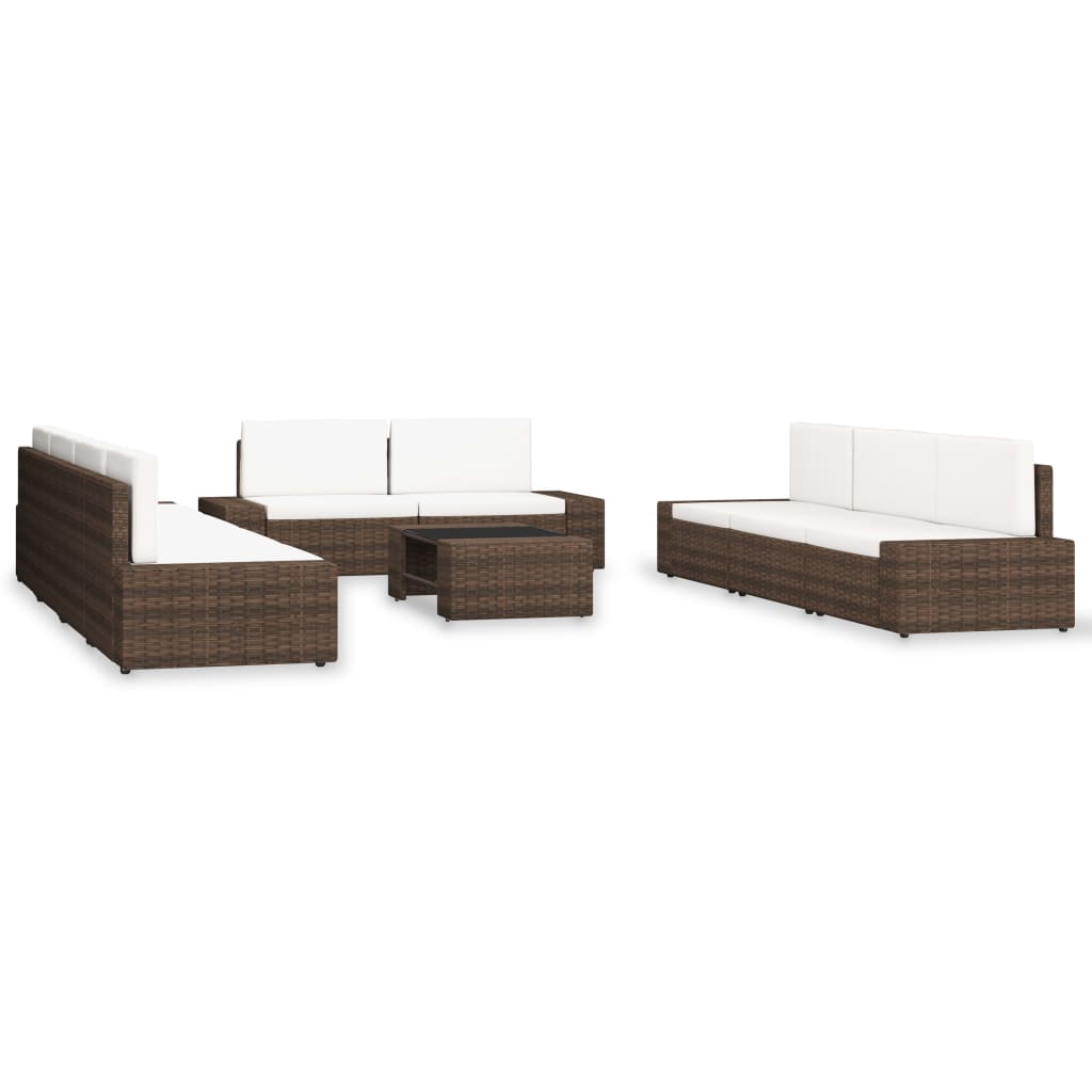 10-delige Loungeset poly rattan bruin
