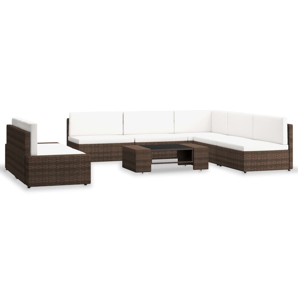 7-delige Loungeset poly rattan bruin